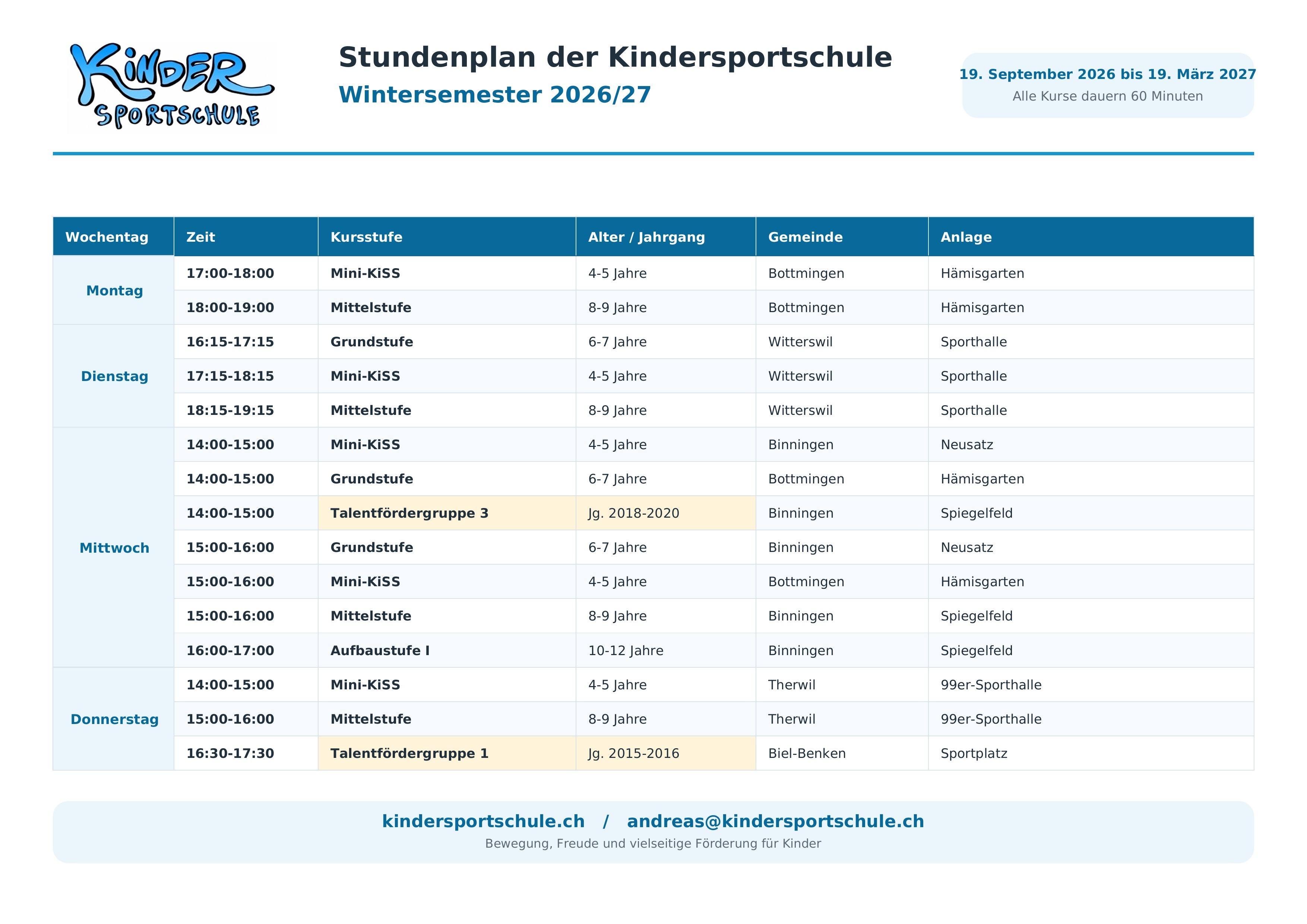 Wochenplan